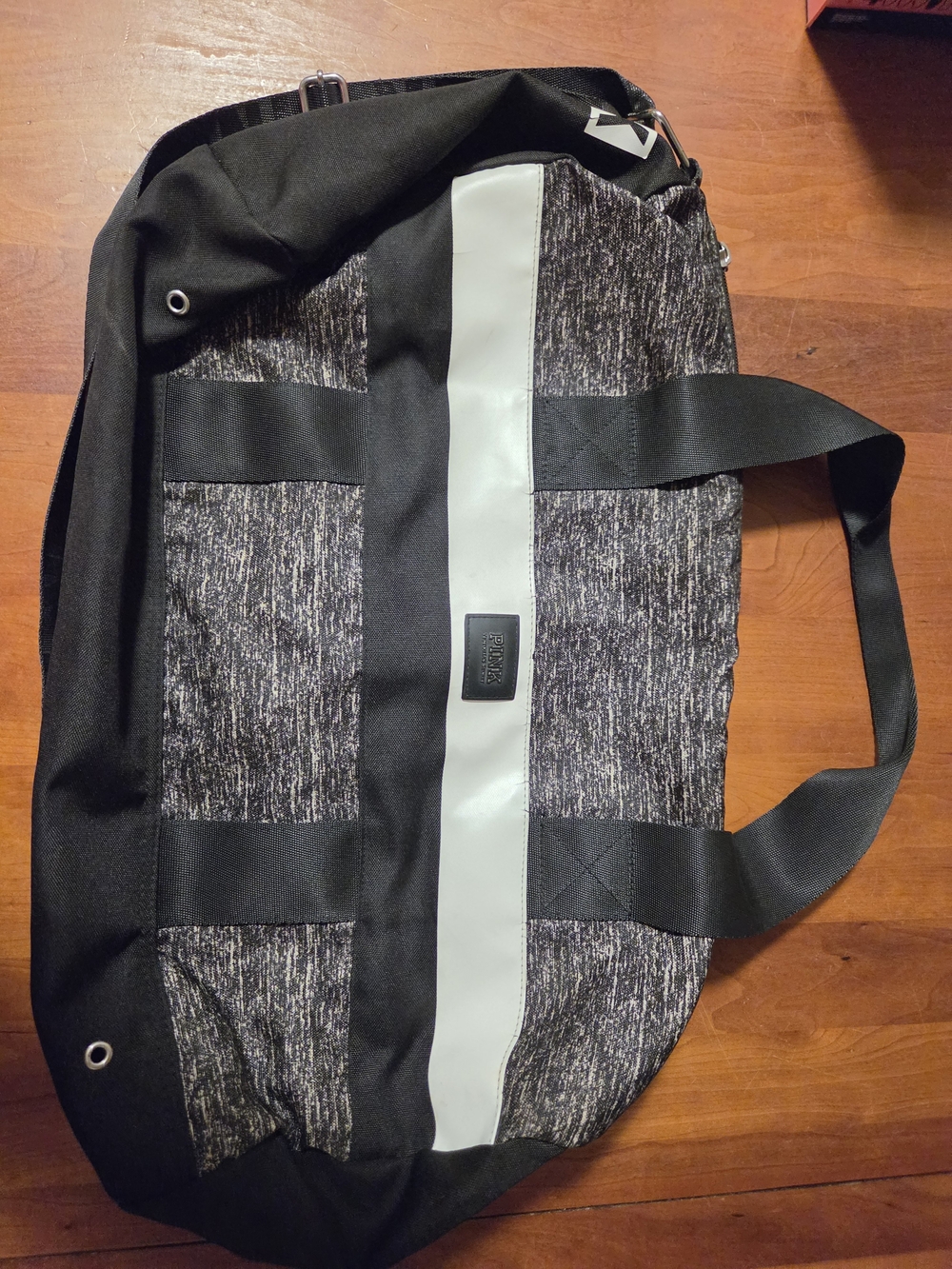 PINK Victoria's Secret Black and Heathered Gray Travel Duffel